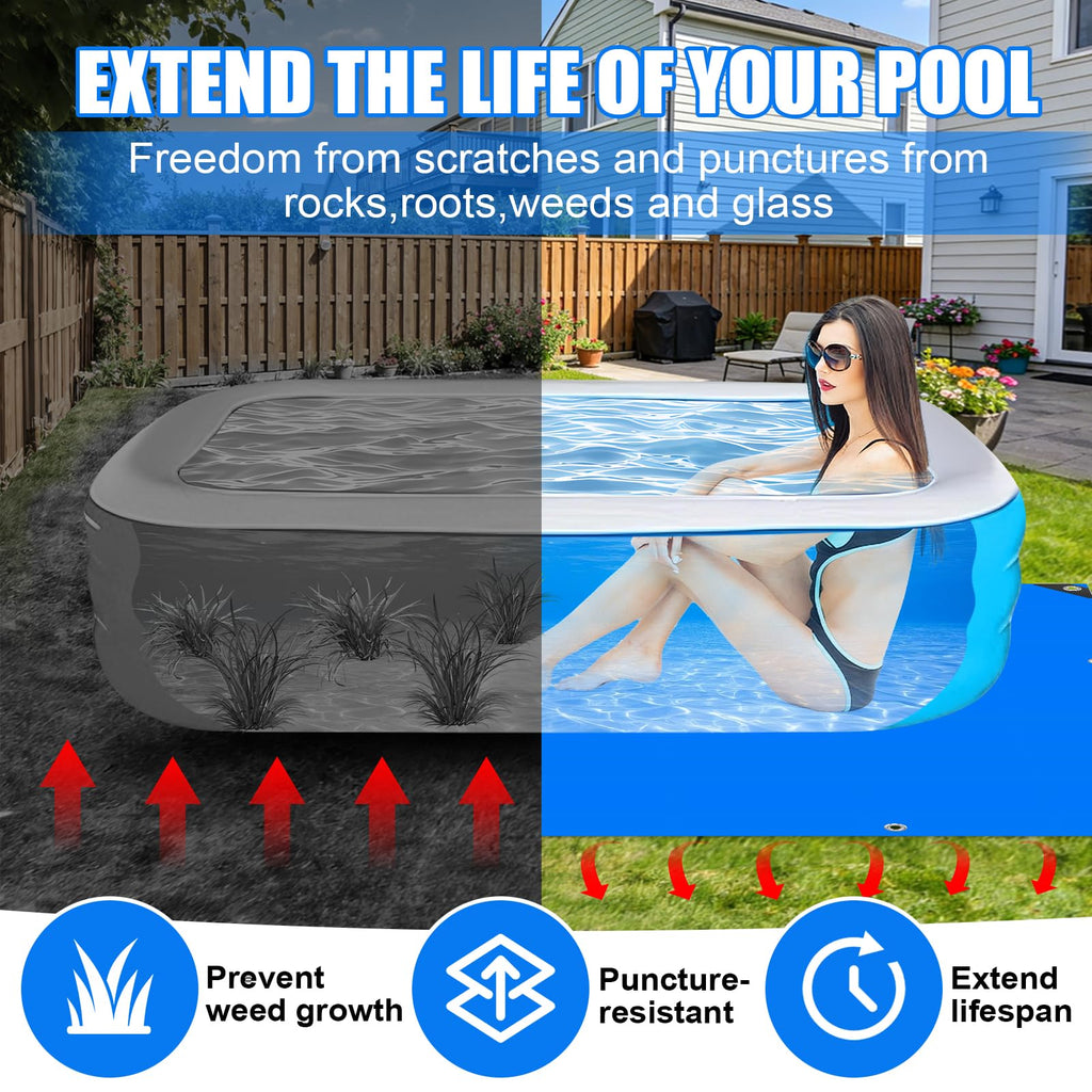 Protection Tarp for Inflatable Tanning Pool Lounger Float 86.6"x62.9" Adults Pool Floats Pad Rectangle Inflatable Pool Liner Pad for Sunbathing Water Bed Lounge Tanning Chair Thickened Mat