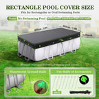 UIRWAY 7.3x15 FT Rectangular Pool Cover with Reflective Strips, Swimming Pool Cover for Above Ground Pool, Solar Cover Including Rope Tie and Luminous Ground Nails for Rectangular or Oval Pools