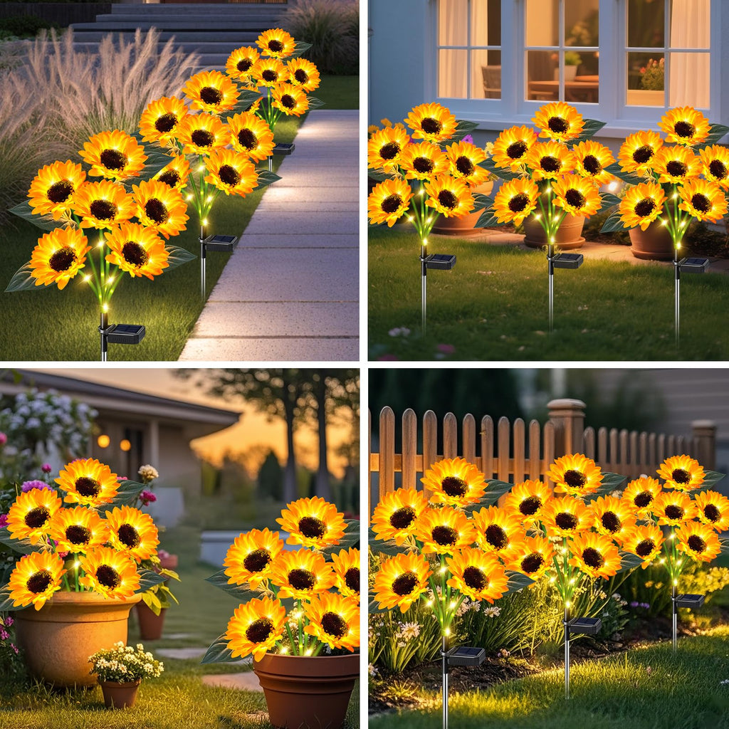 ostritec Sunflower Solar Lights Outdoor Decor, 6 Pack Solar Garden Decor Waterproof Solar Sunflower Outdoor Lights for Garden Patio,Flower Bed, Pathway, Gift for Women, Mom, Grandma (6 Pack)