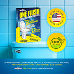 One Flush Septic Tank Treatment Packets - 1 Year Supply of Dissolvable Septic Tank Treatment Packets - Use Septic Treatment Enzymes Packets Monthly to Prevent Expensive Septic System Backups 12 Count