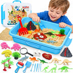 Pakimio Dinosaur Sensory Sand Kit, Lidded Dino Sensory Bin Sandbox for Kids