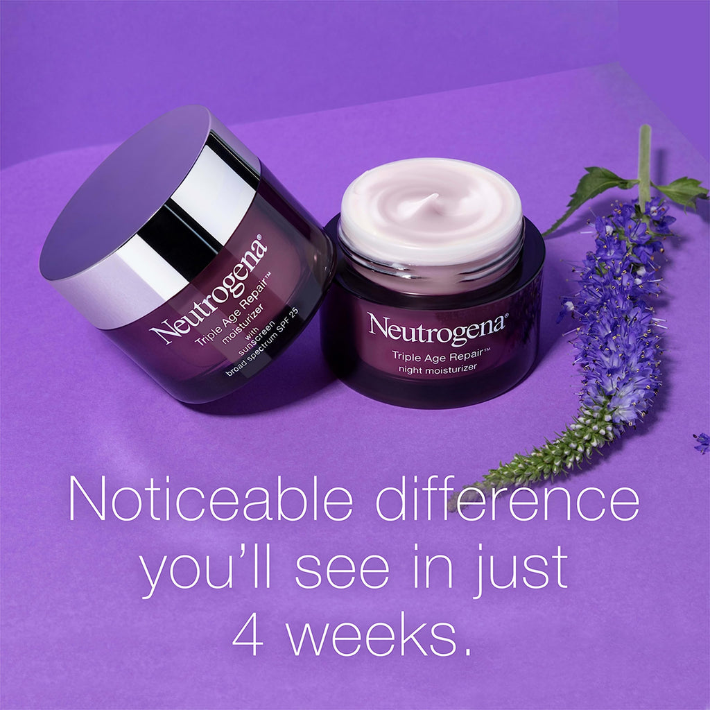 Neutrogena Triple Age Repair Face Moisturizer - with Hexinol Technology & Vitamin C, Anti-Wrinkle Face Cream with SPF 25, Visibly Reduces Wrinkles & Firms Skin, 1.7 oz