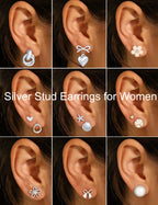 75 Pairs Gold Stud Earrings Set for Women, Trendy Hypoallergenic Pearl Cubic Zirconia Multiple Piercings Earrings Packs, Stud Hoops Earrings for Gift Jewelry