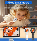 T TAKMLY Mini Pocket Digital Microscope, Macro Fixed Focus Magnifying Glass, Portable Handheld USB Digital Microscope 500x Magnification, 4X Zoom