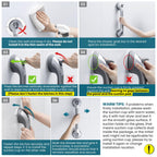 TAILI Shower Grab Bar 16 Inch Suction Cup Grab Bars for Bathroom, Removable Shower Safety Handle Heavy Duty Bathtub Grip for Seniors & Elderly, Strong Handrails No Drilling Waterproof, Silver