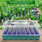 Sondiko Seed Starter Tray with Grow Light, Intelligent Display Digital Controller, 80 Cells Seed Starter Kit with Humidity Dome, Adjustable Brightness Indoor Plants Germination Kit(2 Pack)