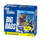 Ziploc Big Bags 10 Gallon XXL, Reusable Large-Capacity Plastic Storage Bags, 8 count