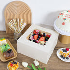 Moretoes 24pcs Cake Boxes, 10x10x5 Inches White Square Bakery Boxes with Window Cajas Pasteles for Cake, Mother's Day, Pastries, Chocolates, Cookies, Pie, Birthday Party, Wedding, Graduation