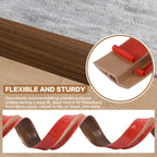 Floor Transition Strip Vinyl Door Threshold Ramp Self Adhesive Carpet Edging Strip Doorway Edge Trim, Overlap Edge Reducer for Laminate Carpet, Floor, Tile (Brown Wood Grain, 1/5" to 2/5", 6.6Ft)