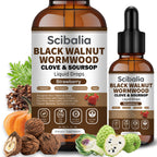Scibalia Wormwood Black Walnut Clove Cleanse for Human Drops, 19-in-1 Triple-Action Gut Detox & Digestive Wellness Organic Wormwood Tincture w. Soursop Pumpkin Garlic Oil of Oregano, Vegan