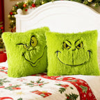 eowvsio 2PCS Chrismas Pillow Covers 18x18 inch,Green Xmas Throw Pillow Cases,Chrismas Decor Soft Plush Faux Fur Wool Couch Cushion Case for Chair Sofa Bedroom Living Room