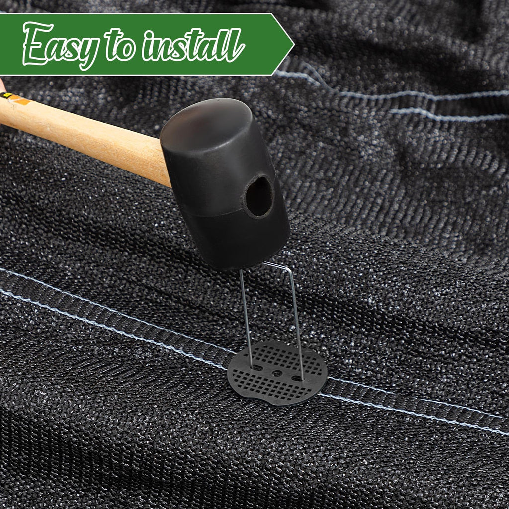 Gisafai 200 Pcs Landscape Staple Gasket Garden Landscape Staples Washer Pad Yard Pins Pad for Outdoor Weed Barrier Fabric Yard Tent (Black)