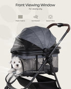 OJCME 3 in 1 Pet Carrier Stroller with Detachable Carrier, Foldable Dog & Cat Stroller for Small/Medium Dogs up to 33 lbs, Large Storage Bag, Full Window Mesh, One-Touch Dual Brake, Car Seat