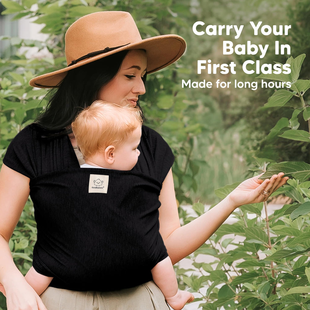 KeaBabies Baby Wrap Carrier, All in 1 Original Baby Carrier, Trendy Black