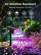 AUDERWIN Solar Spot Lights Outdoor Waterproof, 2 Packs, RGB