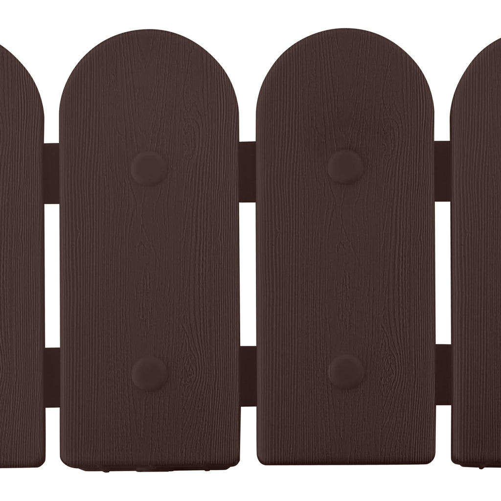 Evelyne Garden Border Plastic Edging: Wooden Fence Design - 16pcs Brown Yard Landscaping Fence Liner Lawn Edge Barrier - 20ft Kit of Decorative Lawn Panels Elements -Landscaping Edging-GMT-10374-A16