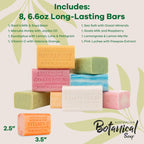 Australian Botanical Soap Variety Pack, 6.6 oz Bars – Goat Milk, Eucalyptus, Manuka Honey, Sea Salt, Pink Lychee, Lemongrass, Raspberry, Valencia Orange – Enriched with Organic Shea Butter, Pack of 8