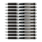 Pentel EnerGel RTX Retractable Liquid Gel Pen, (0.7mm) Medium Line, Metal Tip, Black Ink, Box of 12 (BL77-A)