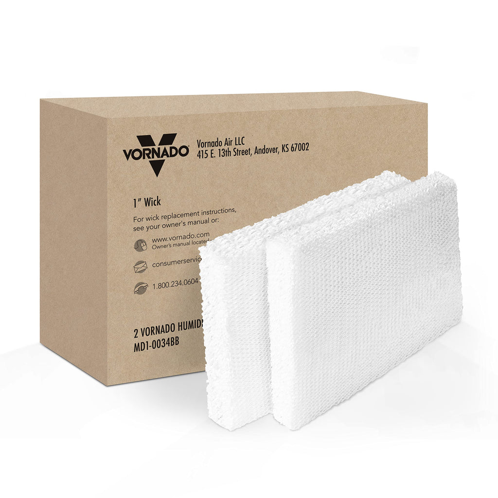 Vornado MD1-0034 Replacement Humidifier Wick, 1-Inch Thick, Replace at Recommended Intervals for Best Performance, Disposable, Genuine Fit for Select Evaporative Humidifiers, White (Pack of 12)