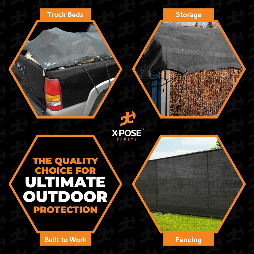 Xpose Safety Heavy Duty Mesh Tarp – 10’ x 16’ Multipurpose Black Protective Cover with Air Flow - Use for Tie Downs, Shade, Fences, Canopies, Dump Trucks – Tear Resistant