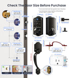 Veise VE017G-H Wi-Fi Smart Fingerprint Front Door Lock Set, Remote App Control, Keyless Entry Deadbolt with Handle, Backlit Keypad, IP55 Weatherproof, Auto Lock, Easy to Install, Matte Black