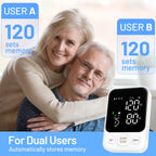 Blood Pressure Monitor Upper Arm Machine Accurate Adjustable BP Cuff Kit Led Backlit Display 2 Users 240 Sets Memory Includes Storage Bag White