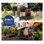 Tovve Foldable Garden Kneeler and Seat, Heavy Duty Garden Stool with 10" Wide Detachable Kneeling Pad, Portable Garden Bench Chair with Large Garden Tool Bag, Gardening Gifts for Women, Seniors, Mom
