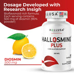Hallusa Natural Hallosmine Plus Diosmin 500mg + Bonus Leg Cream | Circulation & Vein Support for Swelling & Heavy Legs, Lymphatic Drainage, Blood Flow, Vascular Health & Visible Veins, 60 Capsules