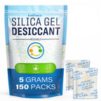Silica Gel Packets 5 Gram 150 Pack, Color-Indicating Rechargeable Desiccant Packs Moisture Absorber for Food Storage, Electronics, Camera Lens, Toolboxes, 3D Printer Filament & Safes