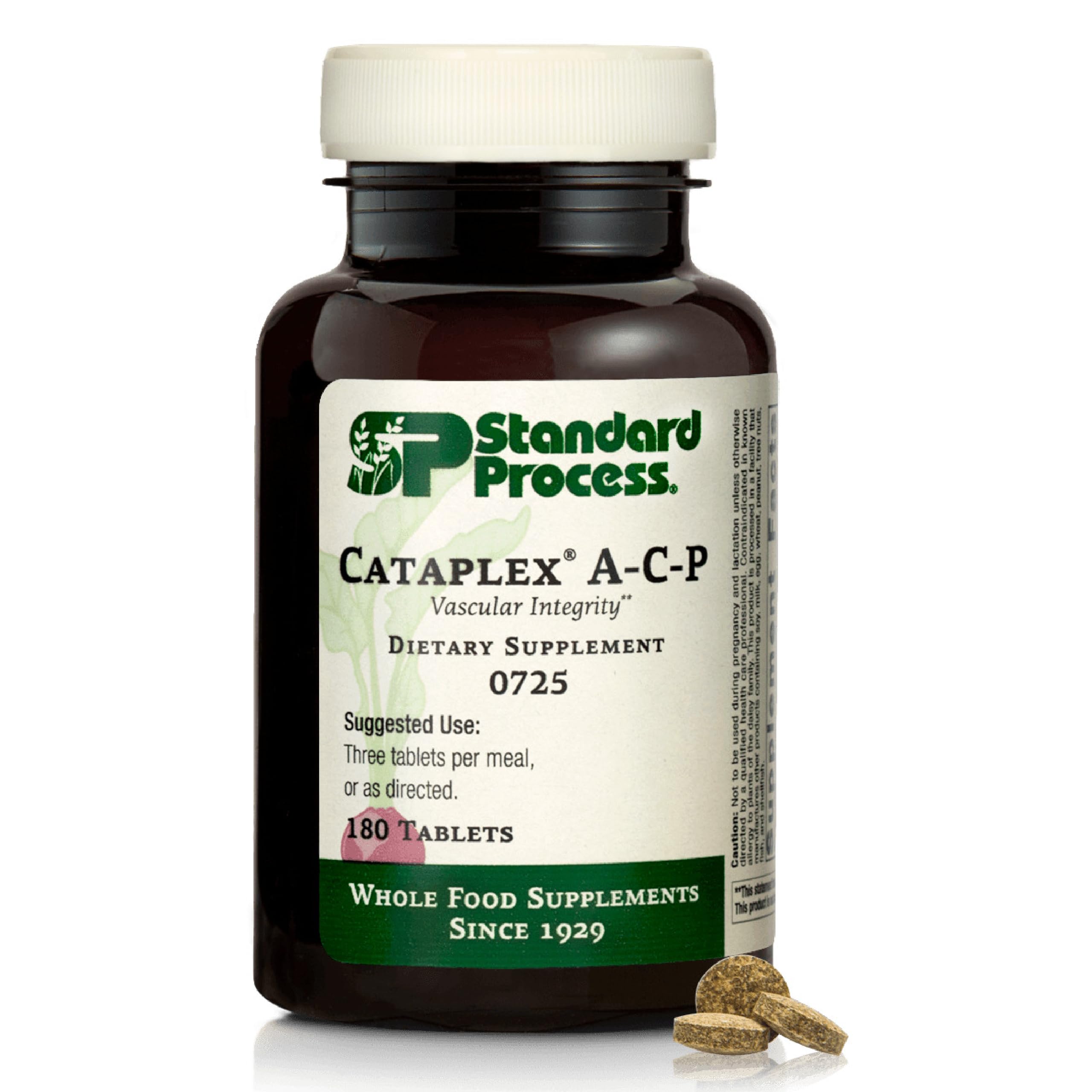 Standard Process Cataplex A-C-P - Healthy Cell & Tissue Supplement - Supports Dental Health & Immune System Function - Contains Vitamin A & C - Non-Dairy & Non-Soy - 180 Tablets (60 Servings)