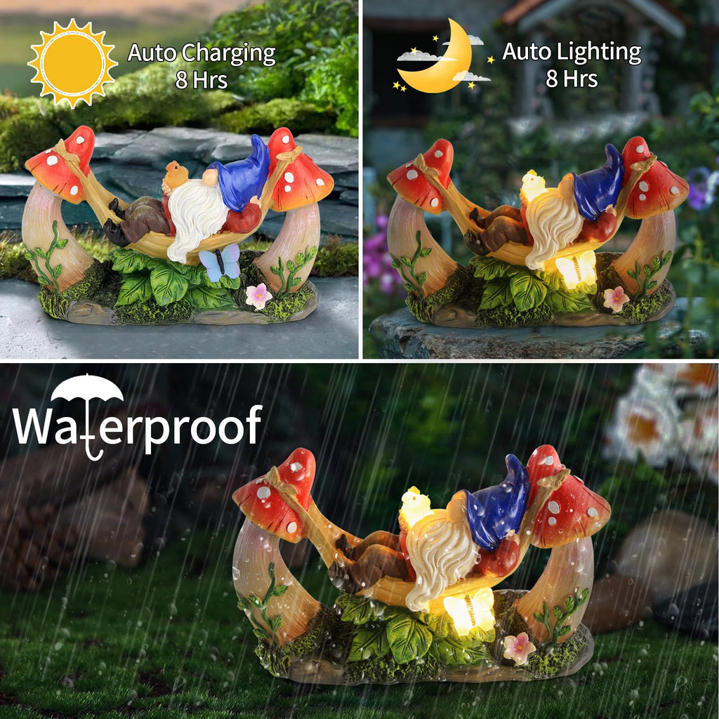 Outdoor Garden Gnome Statue,Solar Gnomes Figurine Birthday Gifts for Mom