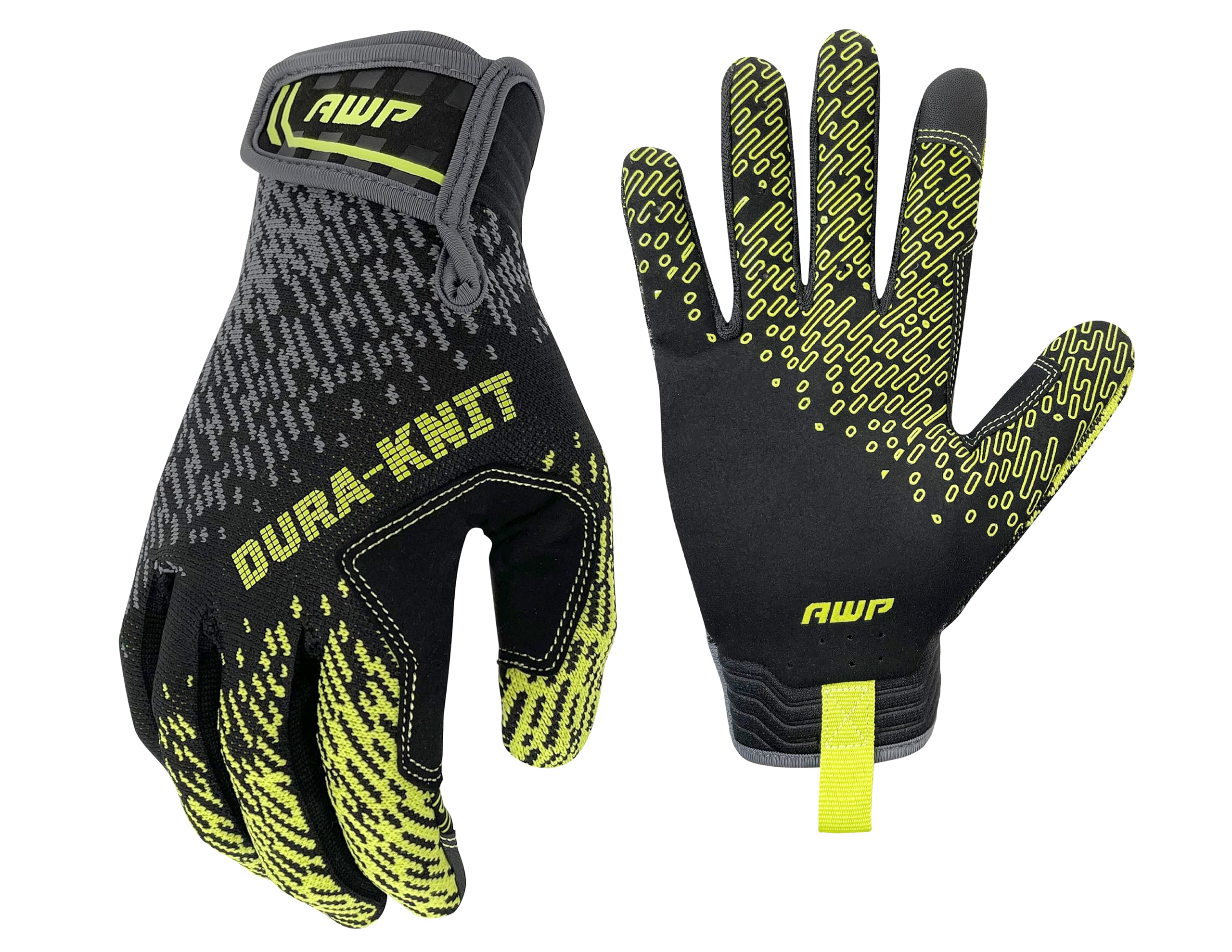 AWP Dura-Knit��� Work Gloves, Advanced 3D-Knit, Performance Grip, Durable, Touchscreen, Large, Black/Green
