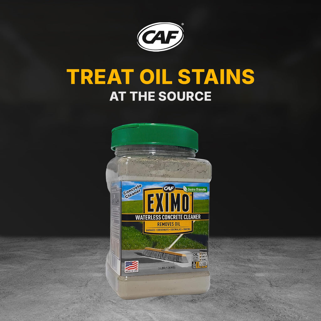 CAF Outdoor Cleaning EXIMO Waterless Concrete Cleaner, Oil Stain Remover for Asphalt, Driveway, Garage Floor, Basement and Walkway Surfaces, Natural Concrete Cleaner Powder Treatment, 3 lb Container
