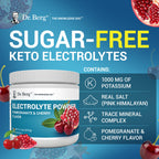 Dr. Berg Zero Sugar Hydration Keto Electrolyte Powder - Enhanced w/ 1000 mg of Potassium & Real Pink Himalayan Salt (NOT Table Salt) - Pomegranate and Cherry Hydration Drink Supplement - 50 Servings
