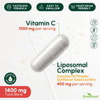 ForestLeaf Liposomal Vitamin C 1400mg Capsules | High Dose Vitamin C Liposomal Supplement w Coconut Oil Fatty Acids | Fast Absorption | Immune Support, Antioxidant, Collagen Production | 240 Vegan Cap