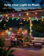 Govee Clear Bulb Outdoor String Lights, 48ft RGBWIC Dimmable Patio & Backyard Lights with 15 LED Bulbs, 111 Modes, IP67 Waterproof & Shatterproof, Works with Alexa, Google & Matter