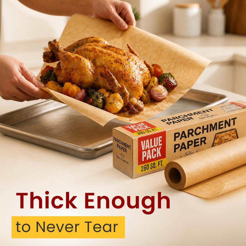 Baker's Signature Unbleached Parchment Paper Roll with Cutter, 15in x 210ft