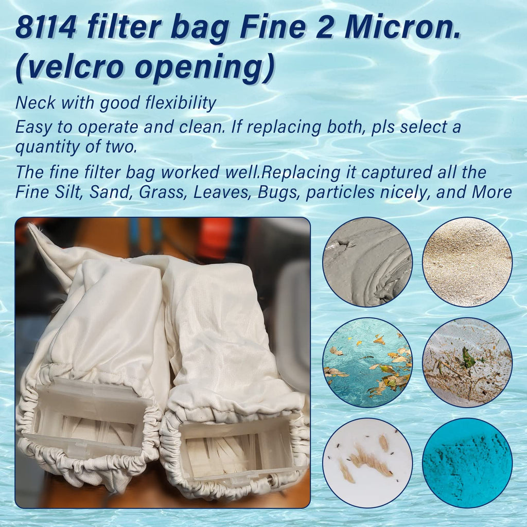 Pokin Upgrade Pool Cleaner Fine Filter Bag Replacement for Aquabot/Aqua Filter Bag Products 8114,Fits Pool Spa Part Small Wheeled Aquabot Cleaners S-2-40 S2-50 Pura 4X Pura 5X