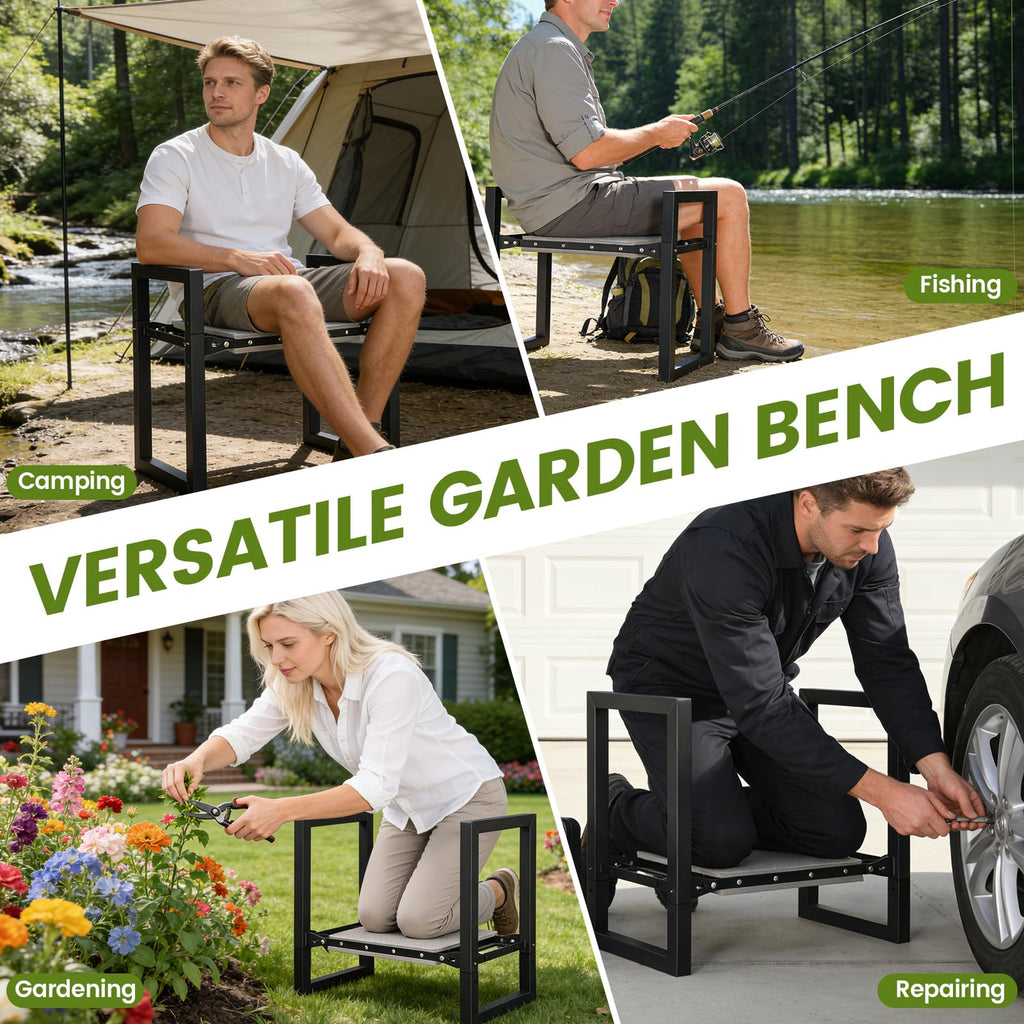 ETICSIPA Garden Kneeler and Seat Heavy Duty 500lbs, Anti-Tip Gardening Stools with 10.5” Widen Kneeling Pad for Seniors Gardeners, 2 in 1 Garden Bench for Kneeling and Sitting