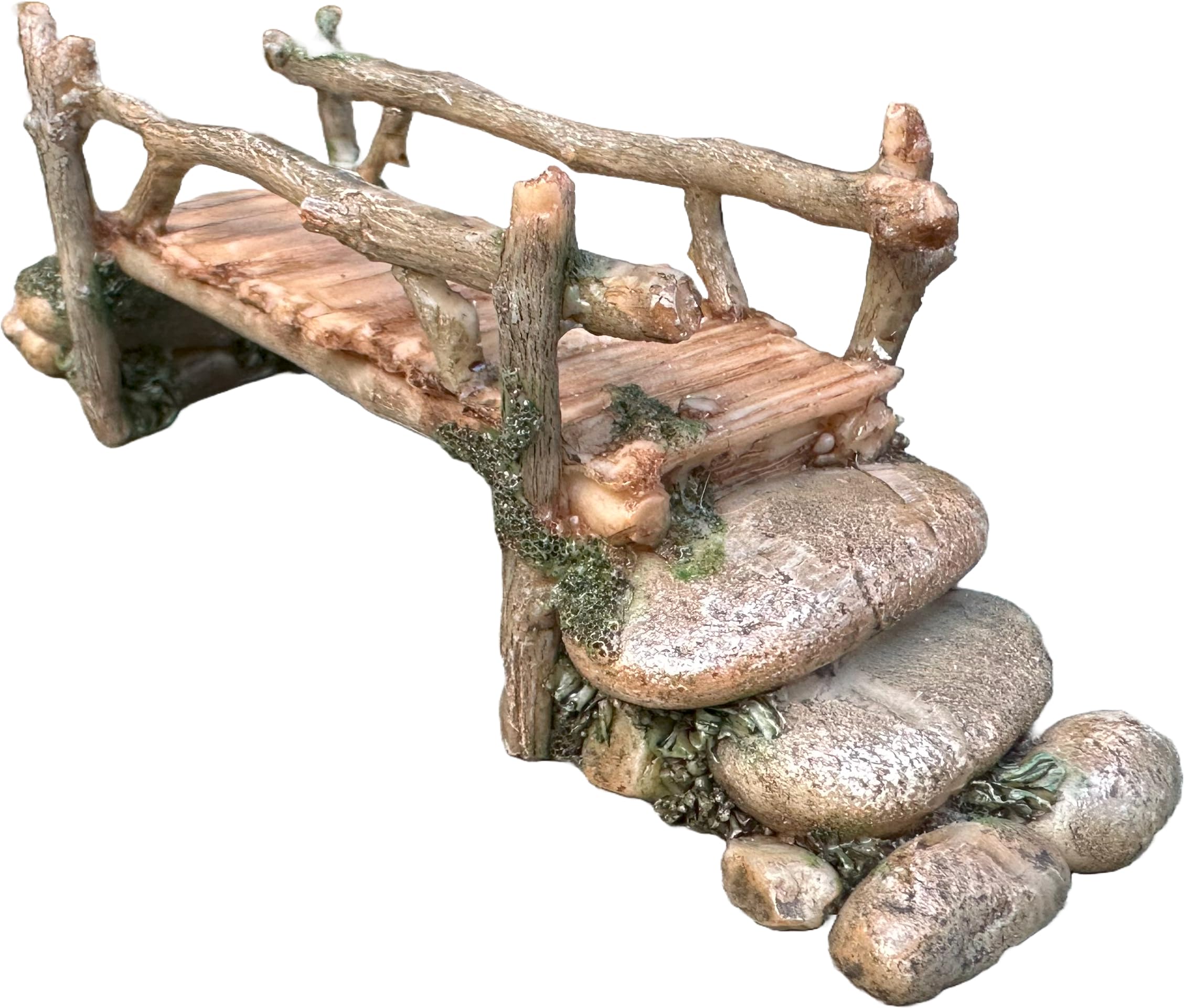 Mokoboho Fairy Garden Bridge, Acrylic, Stone and Log Design, 7.5" Wide
