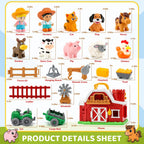 30-Piece Upgraded Farm Animal Big Barn Playset Gifts for Toddlers Christmas