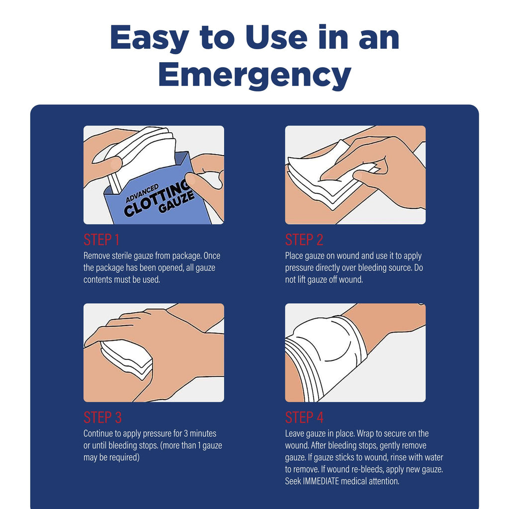 Adventure Medical Kits QuikClot Advanced Clotting Gauze - Stops Bleeding Up to 5X Faster Than Standard Gauze - Kaolin Hemostatic Dressing - for First Aid Kits & Survival Gear - 3 x 48