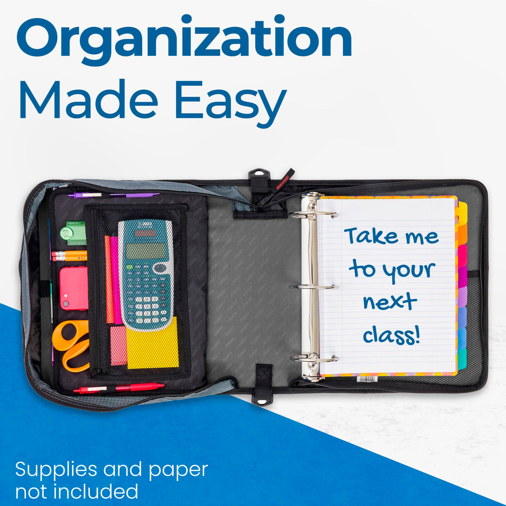 Case-it School Zipper Binder | 3-Inch O-Rings | 600-Sheet | D-146 Jet Black