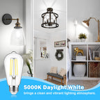 ASOMST 10-Pack Vintage Edison Bulbs 60W Equivalent, 850LM 6W LED Light Bulb Daylight White 5000K, ST58 Filament Lighting E26 Base, Non-Dimmable