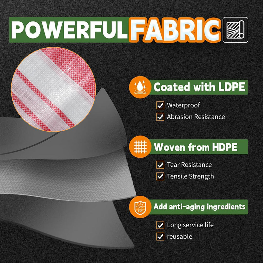 RAINDEWAY Tarps 6x10 Feet,12 Mil Sunshade Striped Tarp Waterproof,Multipurpose Poly Tarp Cover with Grommets and Reinforced Edges,Red/White Tarps