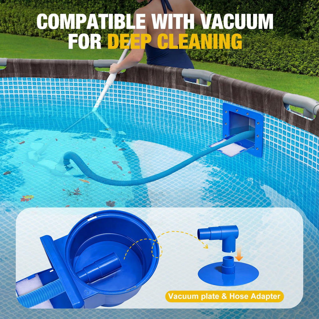 Above Ground Pool Skimmer, Heavy Duty Through-Wall Mount Pool Skimmer Kit with Accessories, Universal Fit for Standard Wall Openings, Klein Blue in-Wall Surface Skimmer Includes Leak-Free Teflon Tape