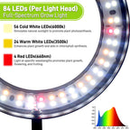 LETKEYS Grow Lights for Indoor Plants,Double Head Full Spectrum LED Plant Light with Stand,6 Dimmable Levels & 3 Lighting Modes, Auto On Off Timer 3/9/12H, 38-67 inches Adjustable Height, Black