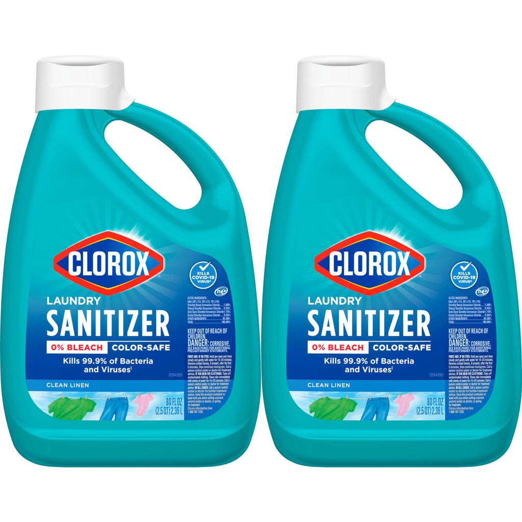 Clorox Laundry Sanitizer, 0% Bleach, Color Safe, Clean Linen, 80 Fl oz, Pack of 2 (Pack May Vary)