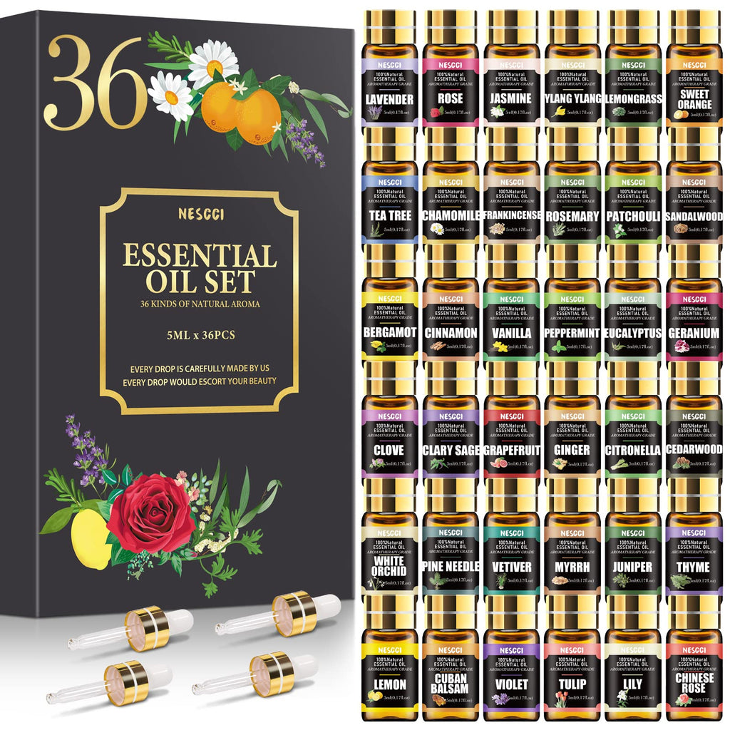 NESCCI Essential Oil Set - Essential Oils 36 x 5ML -Essential Oils Gift Set