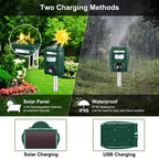 AMIATCH Solar Ultrasonic Animal Repeller, Motion Detection, LED Flashing Light, Cat Repellent Outdoor, Dog, Squirrel, Raccoon, Skunk, Rabbit, Rodent, Fox, Deer, etc.